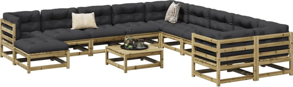 Möbel 12-tlg. Garten-Sofagarnitur Kiefernholz Imprägniert - Gartenmöbelset 3299654