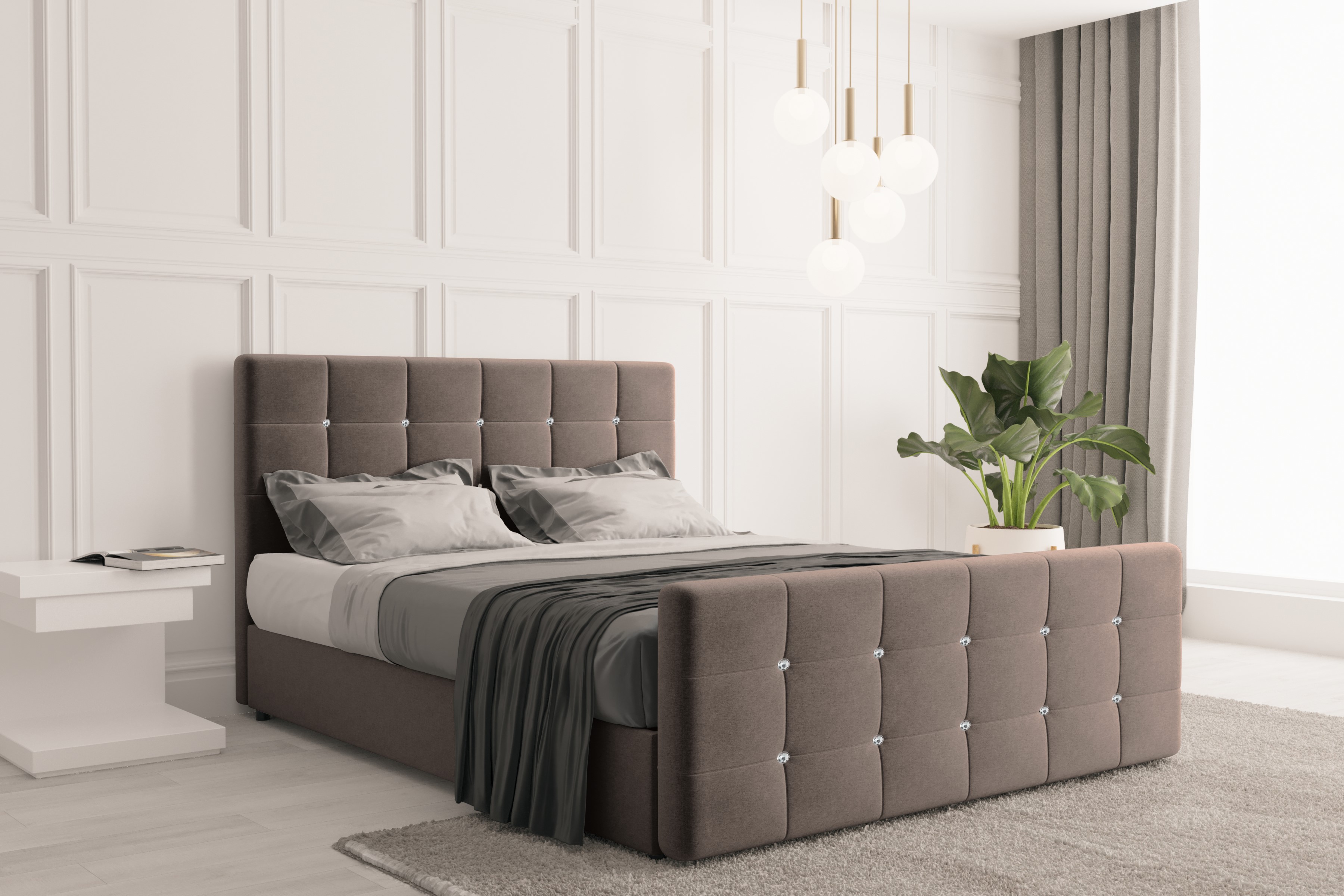 Skriňová posteľ s podnožou a matracom 180 cm x 200 cm, posteľ do spálne ROMA Brown