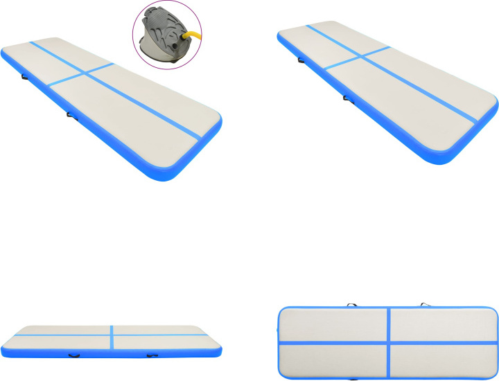 vidaXL Aufblasbare Gymnastikmatte mit Pumpe 300x100x15 cm PVC Blau - Gymnastikmatte - Gymnastikmatten - Gymnastik Yoga Matte - Gymnastik Yoga Matten HL92659