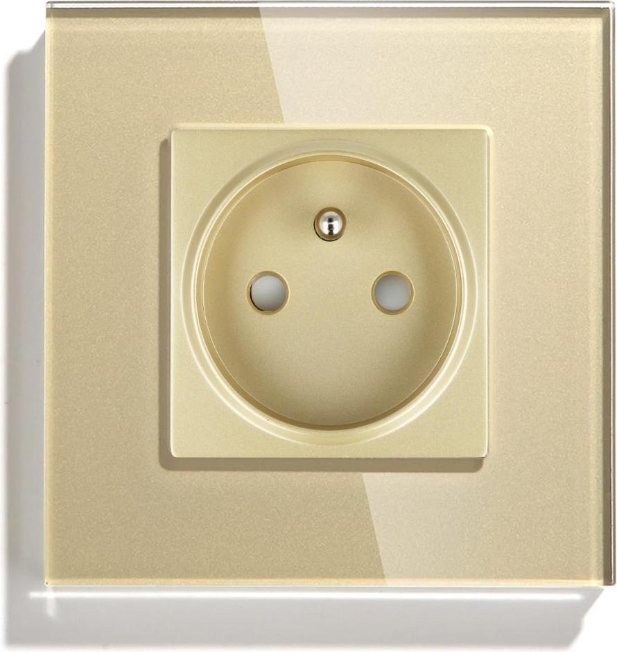 Smart Home Einzelne goldene 230V-Stiftsteckdose mit Glasrahmen__