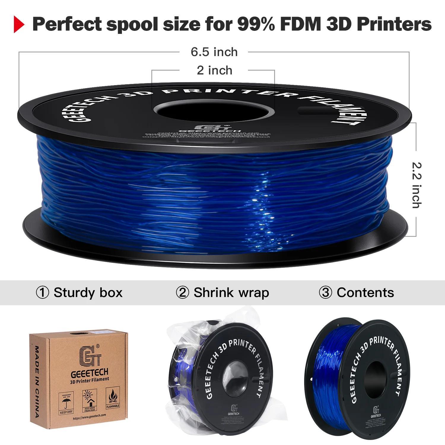 StarTech 3D-Drucker Filament - TPU Flex 1,75 mm - Flexibel - 1 kg Spule - Vakuumverpackt - Schadstofffrei - Blau