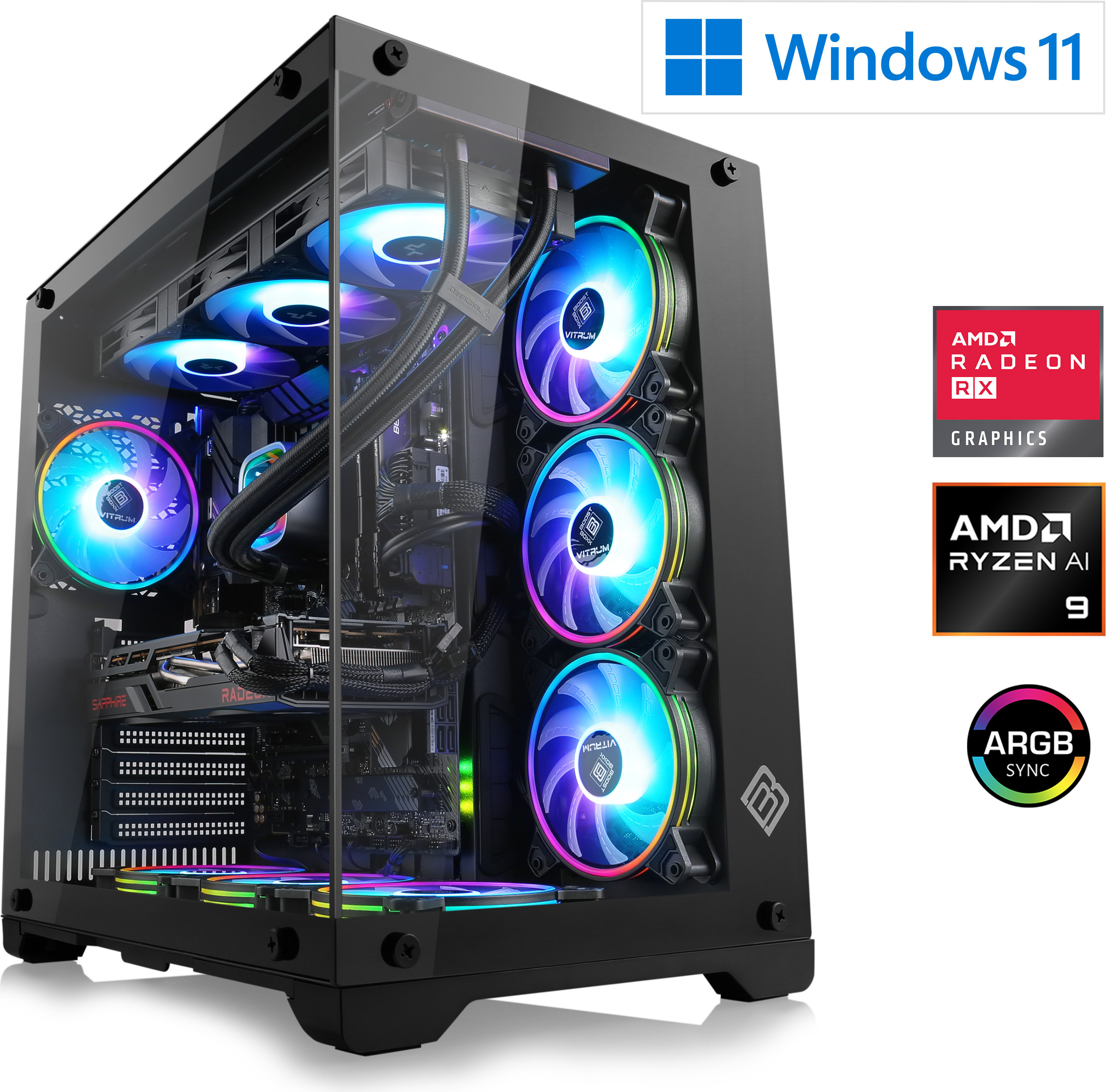 Gaming PC, AMD Ryzen 9 9950X3D, 4300 MHz, Radeon RX 9070 XT, 64 GB DDR5, 2000 GB, Windows 11 Home, USB 3.2 | M12330H