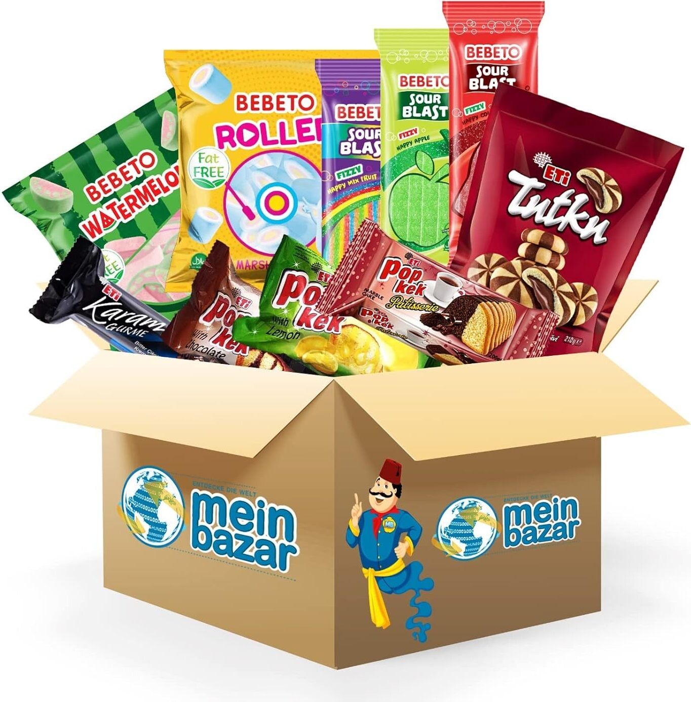 Meinbazar Türkische Süßigkeiten Geschenkidee Box - Süßigkeiten Set L - 10 Teile - Mix Party Box - Halal Produkte - Candy Box
