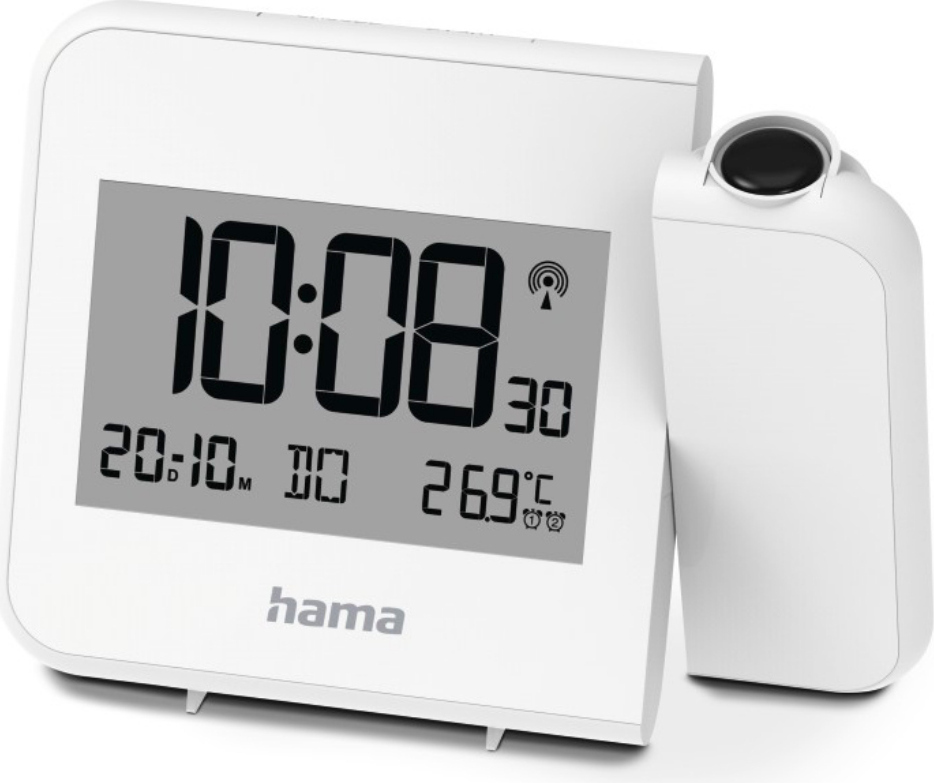 Hama Projektionswecker Hvar, digitale Funkuhr, Wand- o. Deckenprojektion, Wei (00222206)