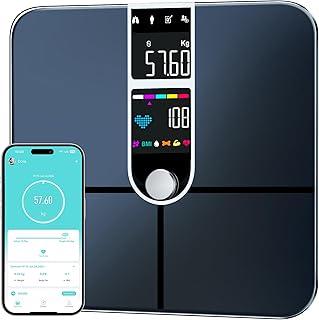 Akhan Körperfettwaage mit Großen Display, Ultra Precision Waage mit Körperfett und Muskelmasse, Personenwaage mit Körperfettanalyse, Waage Personen mit 22 Messwerten, Herzfrequenz, BMI, körperanalysewaage 174873334