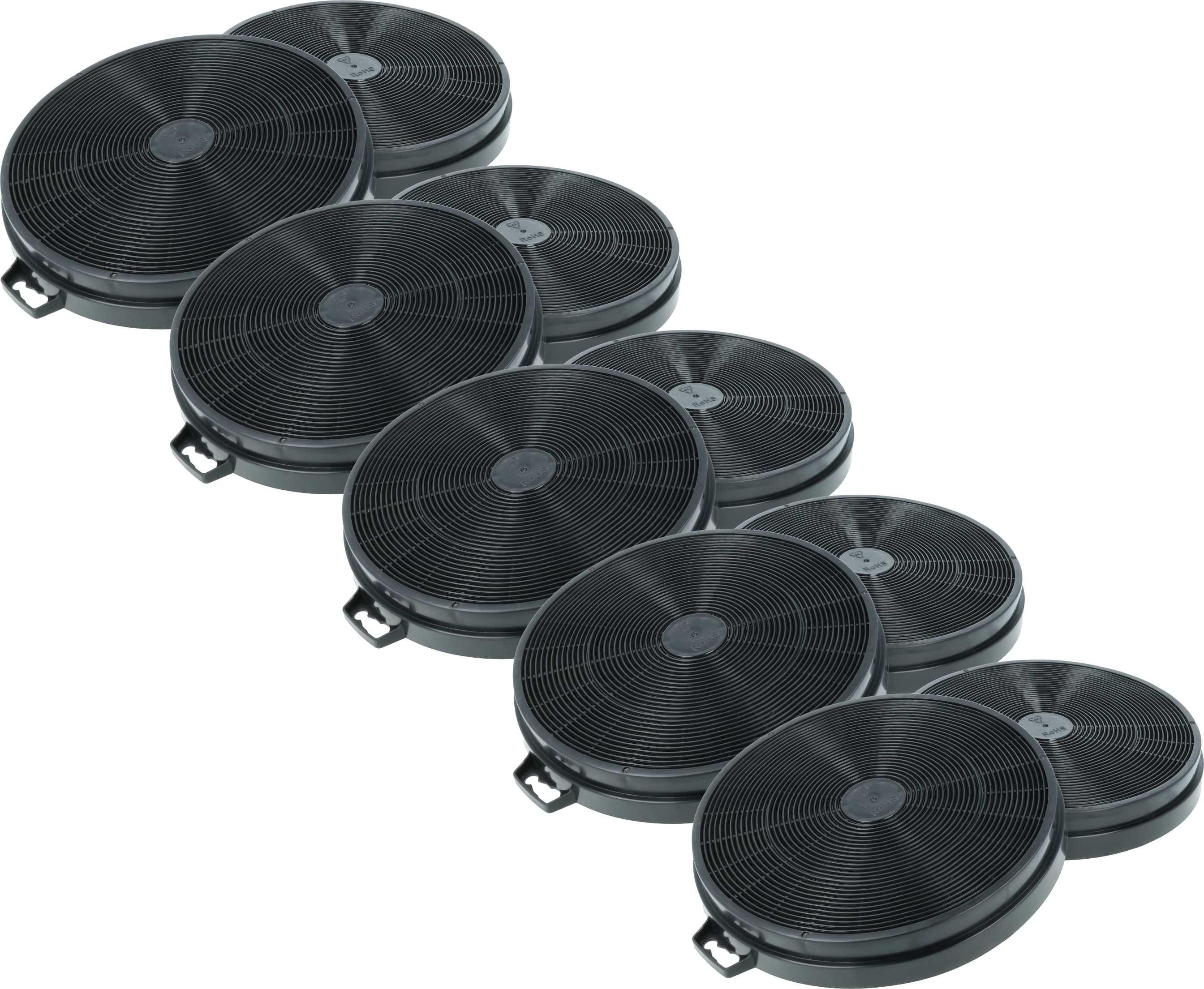 vhbw 10x Aktivkohlefilter kompatibel mit Whirlpool Continua 120, CP 120 DXIXOP 2BNV, Continua 90, Cappa Trivalcucin, Cielo Dunstabzugshaube - 20,2 cm