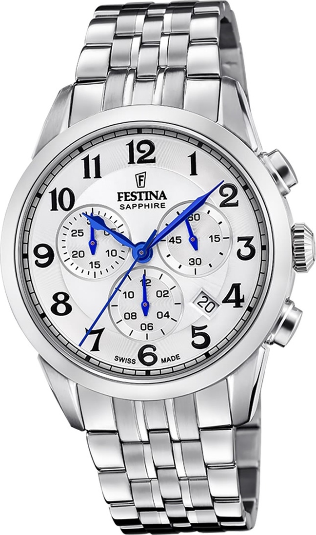 Festina pánske hodinky z ušľachtilej ocele strieborné Festina Swiss made náramkové hodinky D2UF20040/1