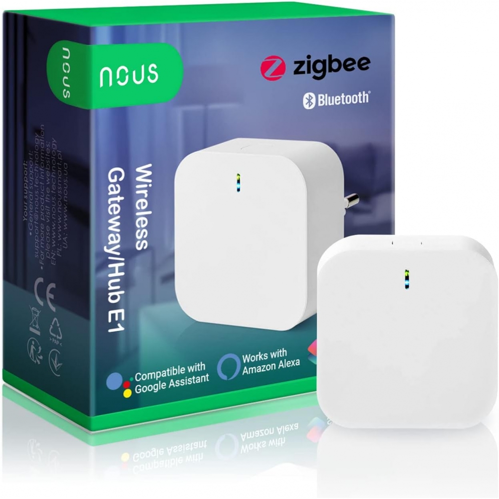 Sonstige Verlage NOUS E1 ZigBee Gateway, ZigBee Hub/Bluetooth Hub, ZigBee Bridge, ZigBee Smart Home, ZigBee Gateway Alexa, Gateway ZigBee Smart Home, ZigBee 3.0, Bluetooth, Smart Life/Tuya App