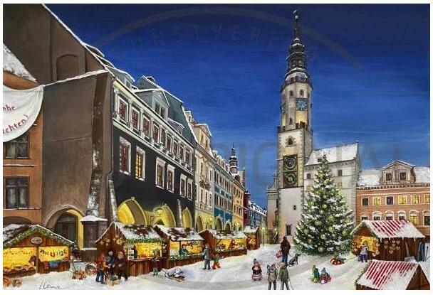 Adventný kalendár Vianoce v Görlitz s motívom mesta