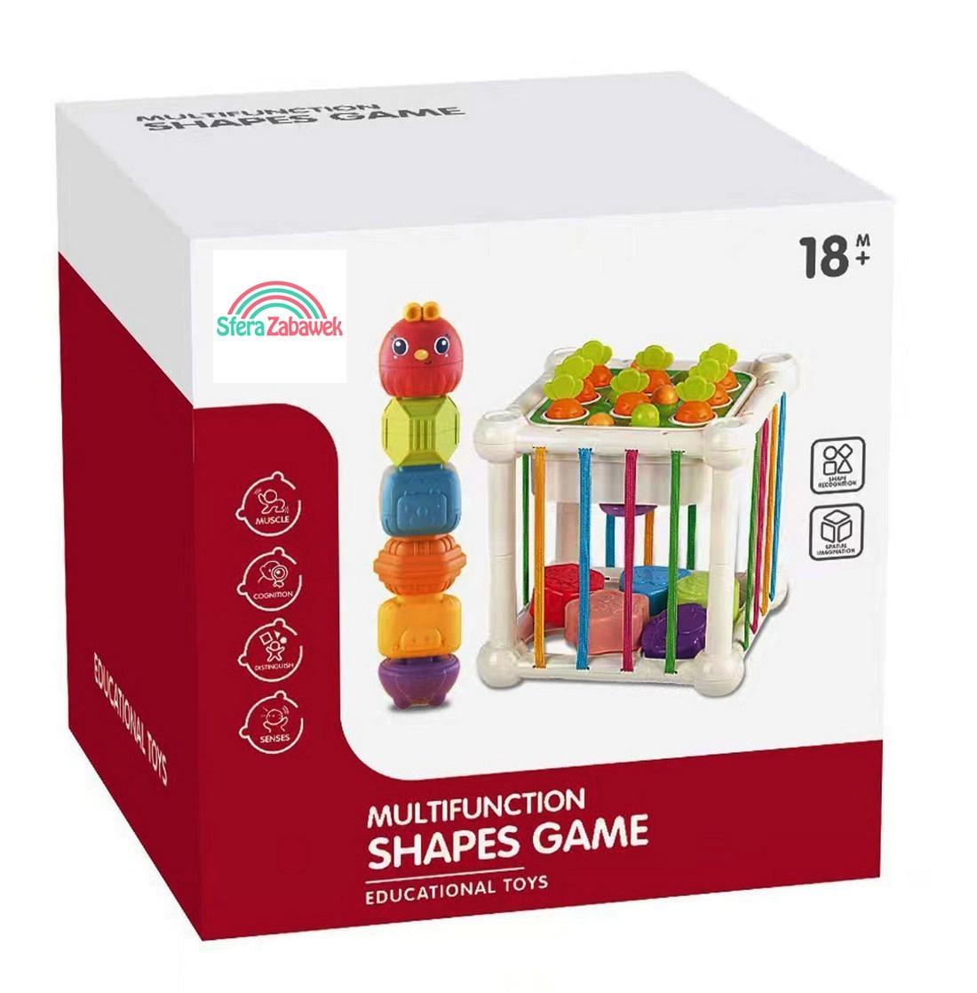 Sferazabawek Baby Motorikwürfel Steckspiel Formensortierer mit Stapelturm Lernspielzeug 25282