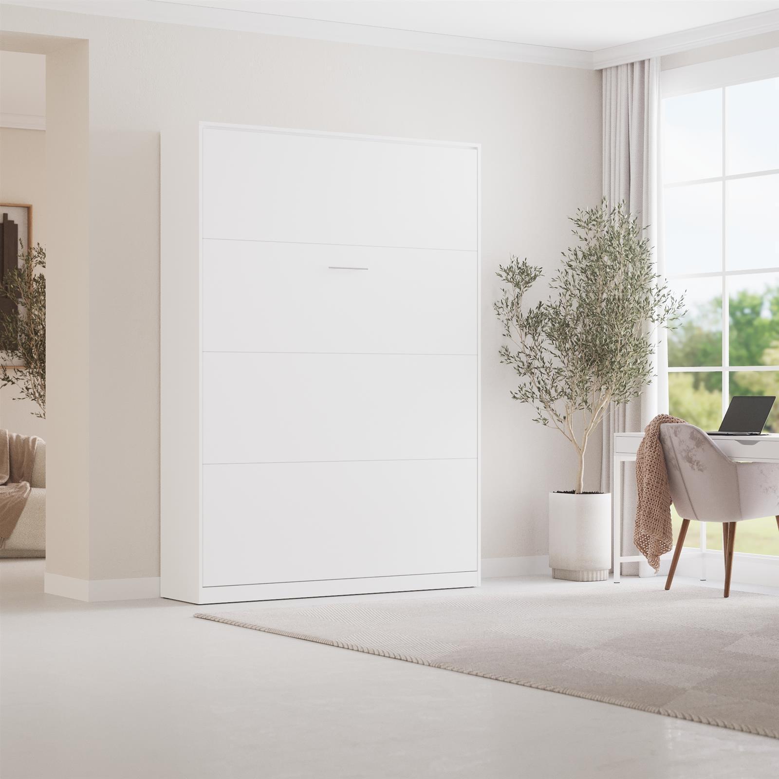 SMARTBett GmbH Klappbett Schrankbett 160x200V Schlafzimmer & Ferienwohnungen Weiss