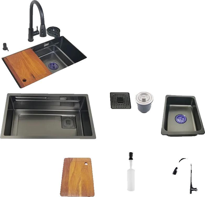 Küchenspüle, Unterbau-Design, langlebiger Edelstahl, 68x40cm C