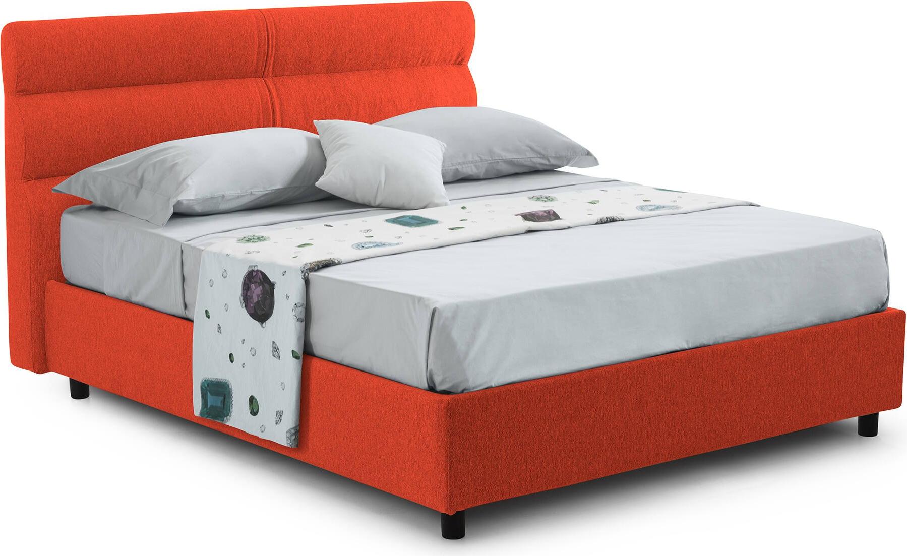 Einzelbett Dmora Adalpina Orange, Matratze abnehmbar inklusive