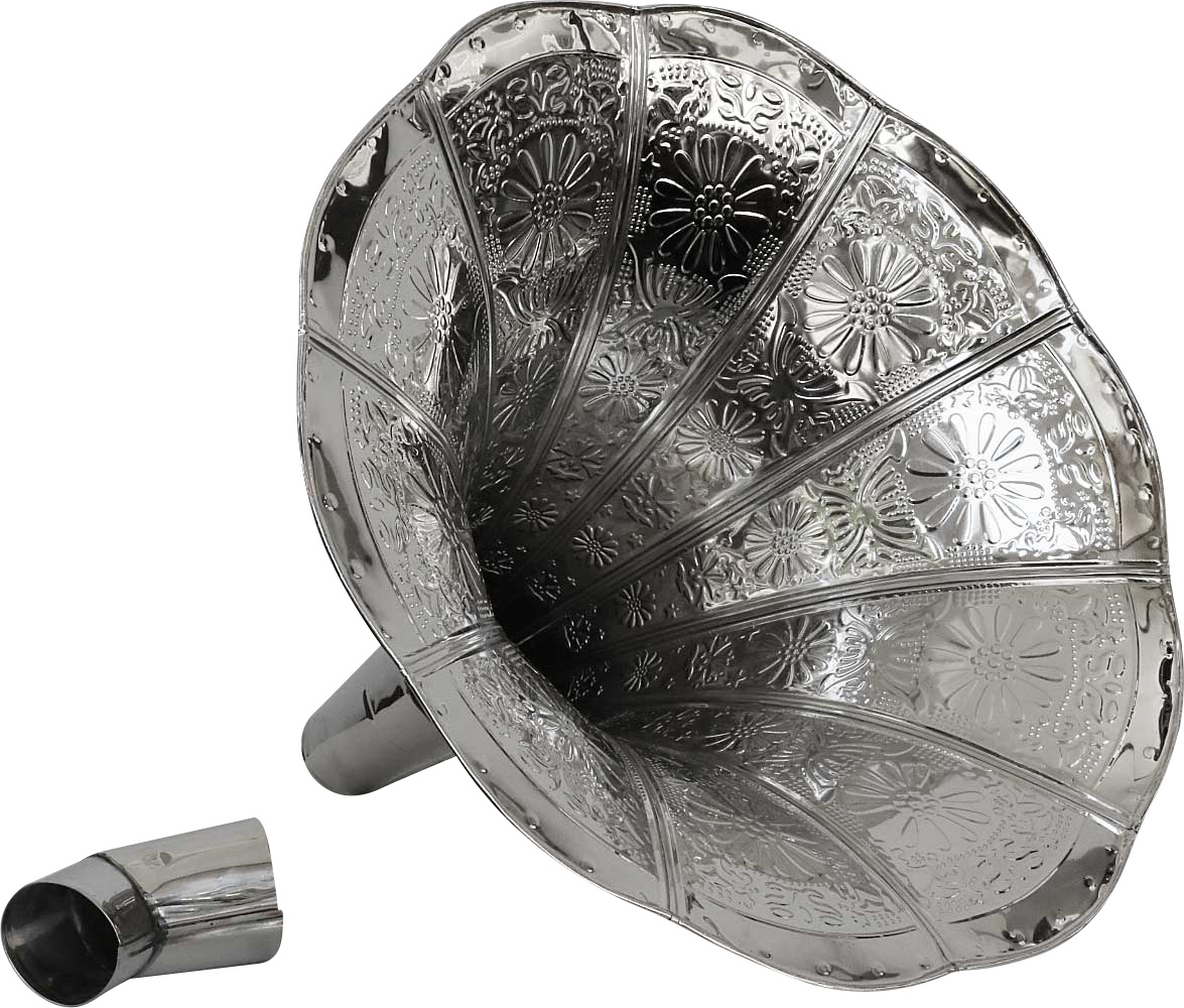 Aubaho Trichter Grammophon Horn silberfarben im antik Stil gramophone (C)