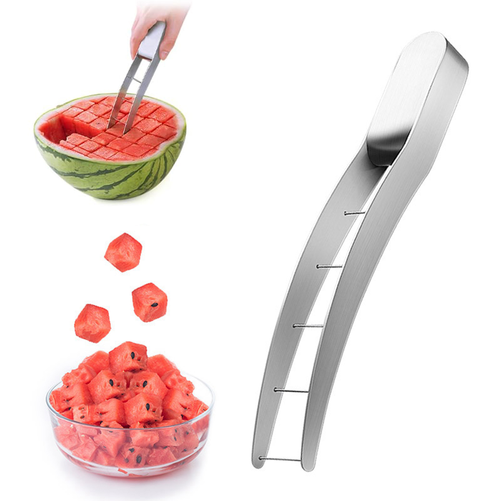 3-in-1 Wassermelonenschneider Aus Edelstahl - Mit Gabel & Eis-Stiel-Funktion