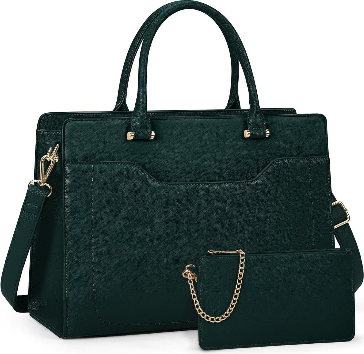 Sonstige RAINSMORE Damen Shopper Handtasche 15.6 Zoll Kunstleder Laptop Business Büro grün