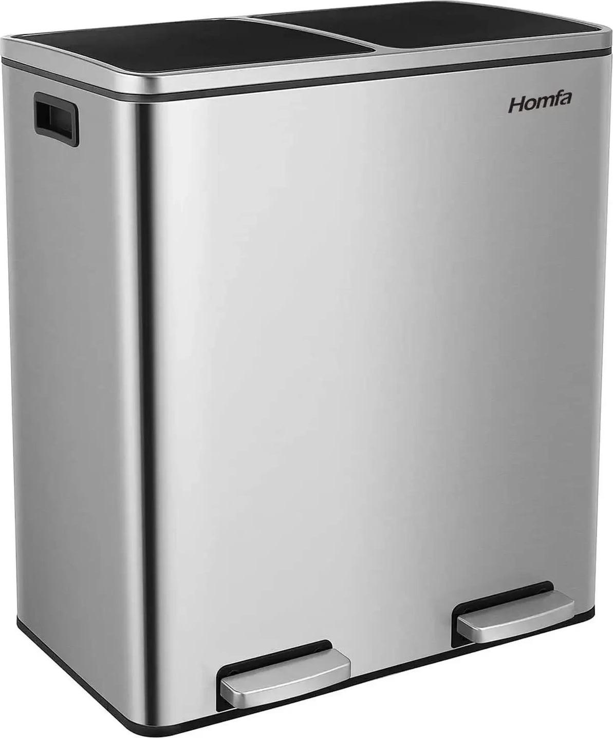 Küchen-Mülleimer - Pedaleimer - Edelstahl - 30 l - Fußpedal - Rolldeckel - Silber