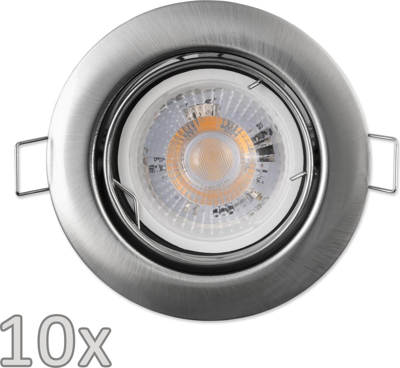Einbauleuchten-Set McShine, 10xRahmen, 10xLED-Modul, 5W, 400lm, Edelstahl 1452915