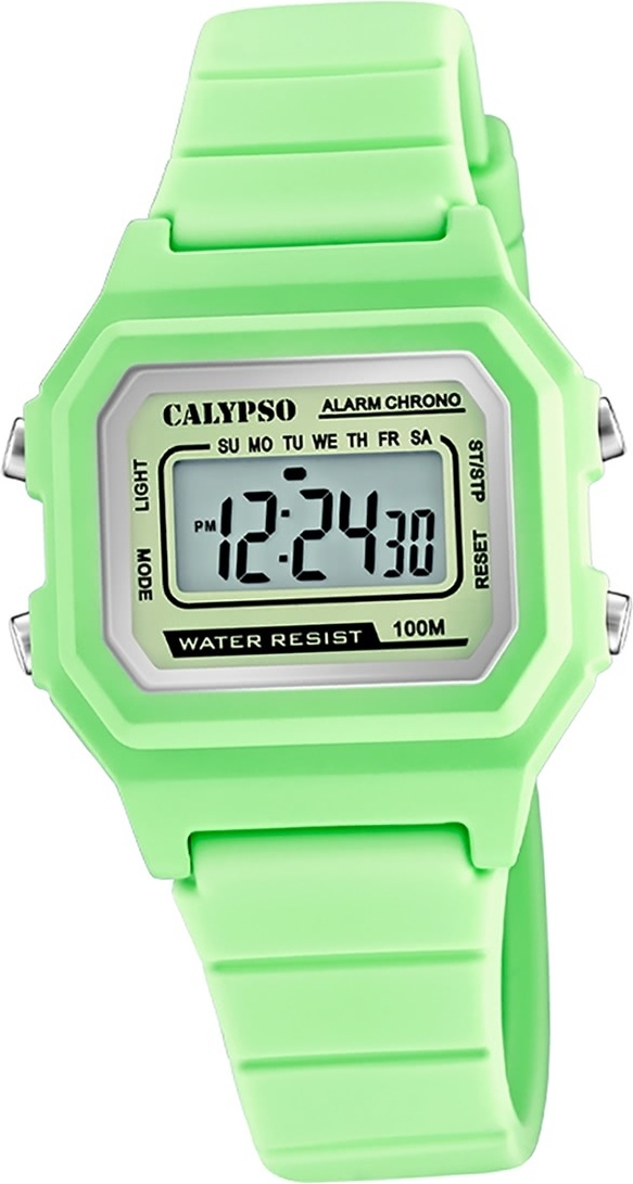 Calypso plastové uni hodinky K5802/1 digitálne športové náramkové hodinky svetlozelené D2UK5802/1