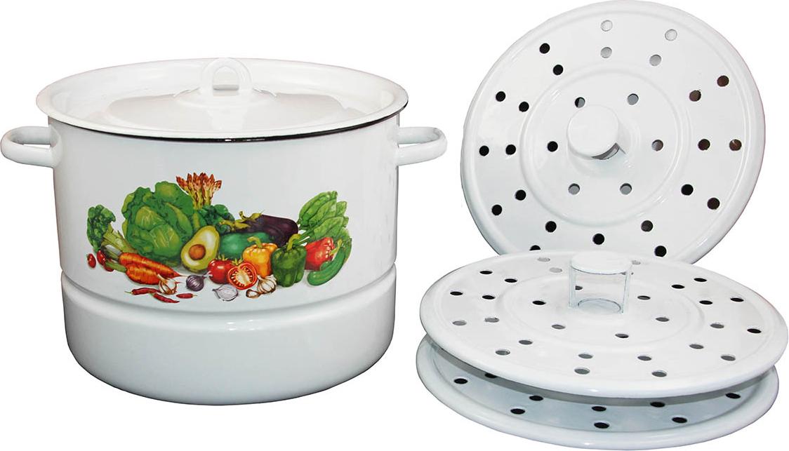 Rukauf 2in1 Mantowarka Emaille Kochtopf Dampfgarer 12L Emailliert 30cm Mantykocher