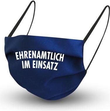 Fan-Omenal Baumwollmaske in DUNKELBLAU mit en Innenvlies - Ehrenamtlich im Einsatz - 15859 + Gratiszugabe
