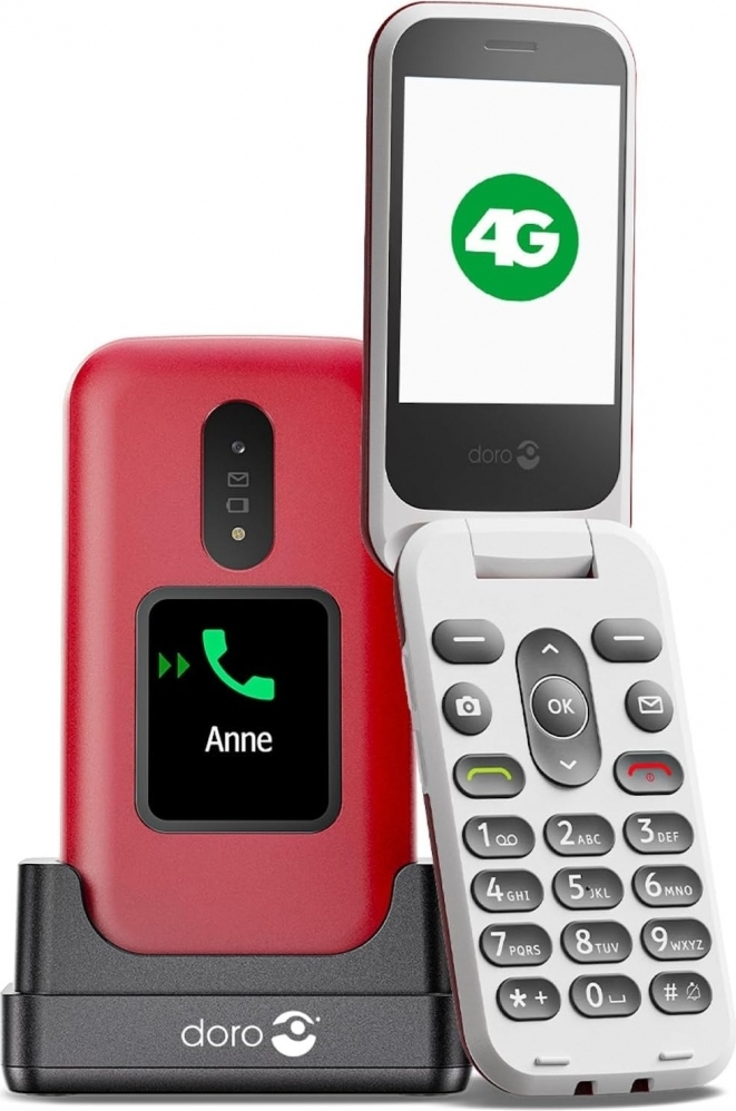 Doro 2880 4G, Großtastenklapphandy, rot (ohne Netzteil) (380563)