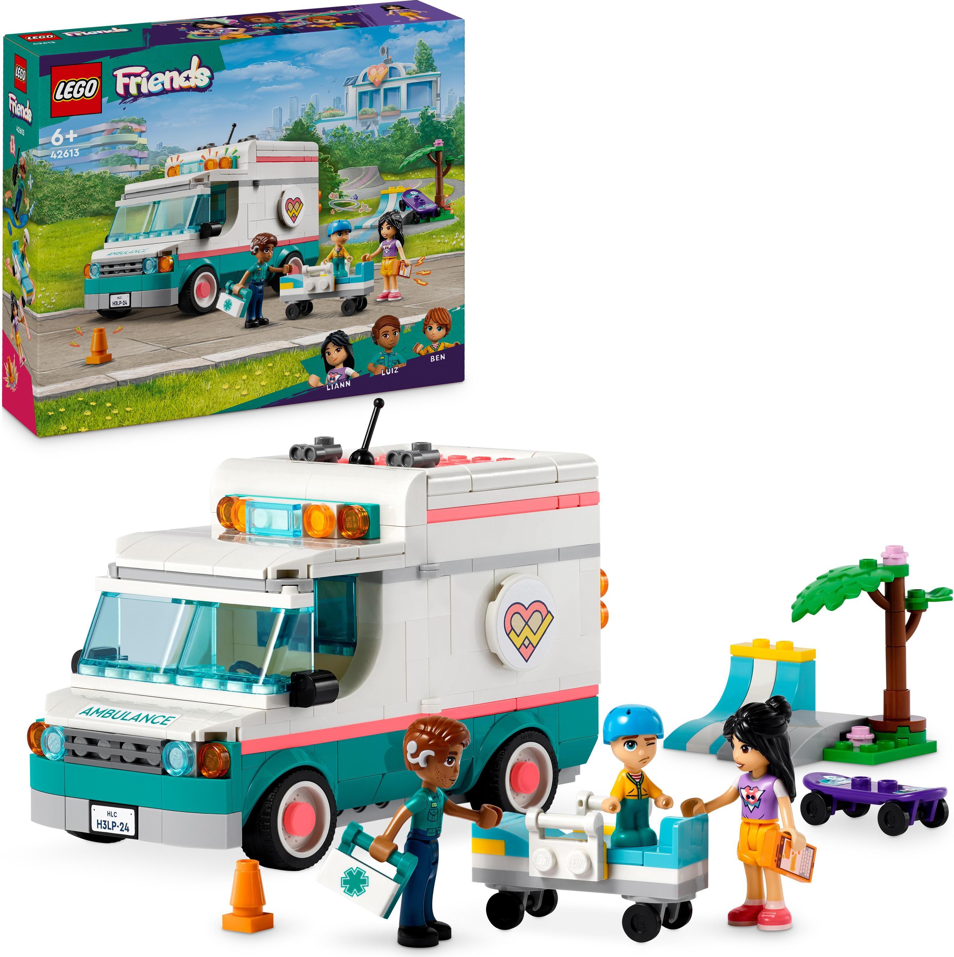 LEGO Friends Heartlake City Rettungswagen Spielzeug, Arzt-Set mit Krankenwagen-Spielzeug und 3 Figuren, Geschenk für Mädchen und Jungen ab 6 Jahren, fördert die sozial-emotionale Entwicklung 42613