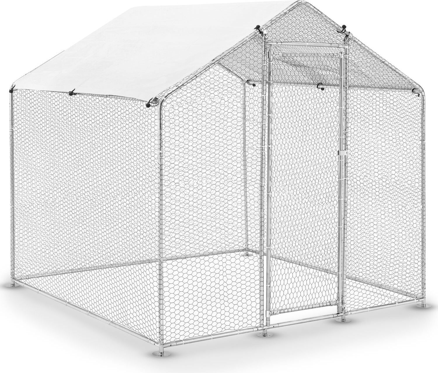 Juskys Freilaufgehege 2x2x2m - Metall Hühnerstall 4 m² mit Tür & Riegel 51421