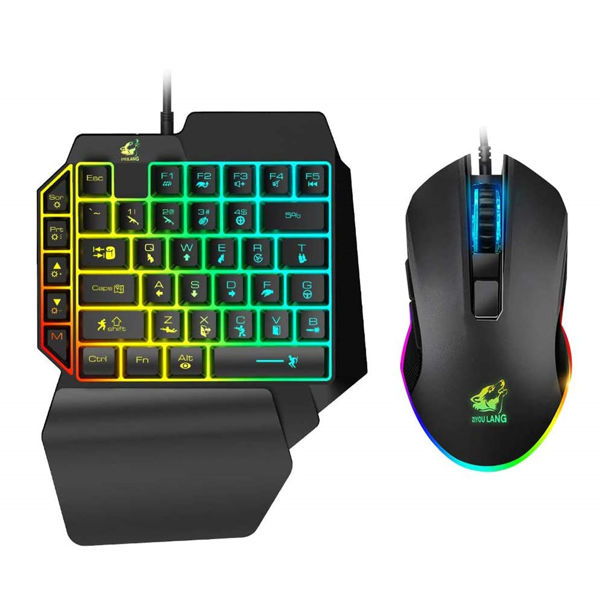 JAliebe Tastatur- und Mausset,Tastatur + Maus Set,Gaming Set,Gaming-Tastatur,Verkabelte Tastatur,RGB Gaming Mouse,LED hintergrundbeleuchtet