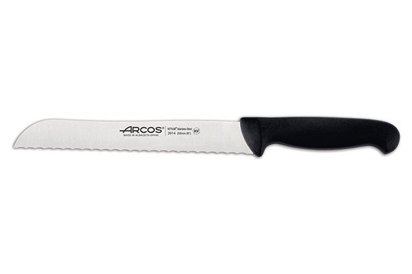 Brotmesser (perlmuttartig) Arcos Farbe - Prof 291425 Edelstahl Nitrum und mango ergonomische schwarze Polypropylenklinge und 20 cm Klinge, Vitrine 0291425