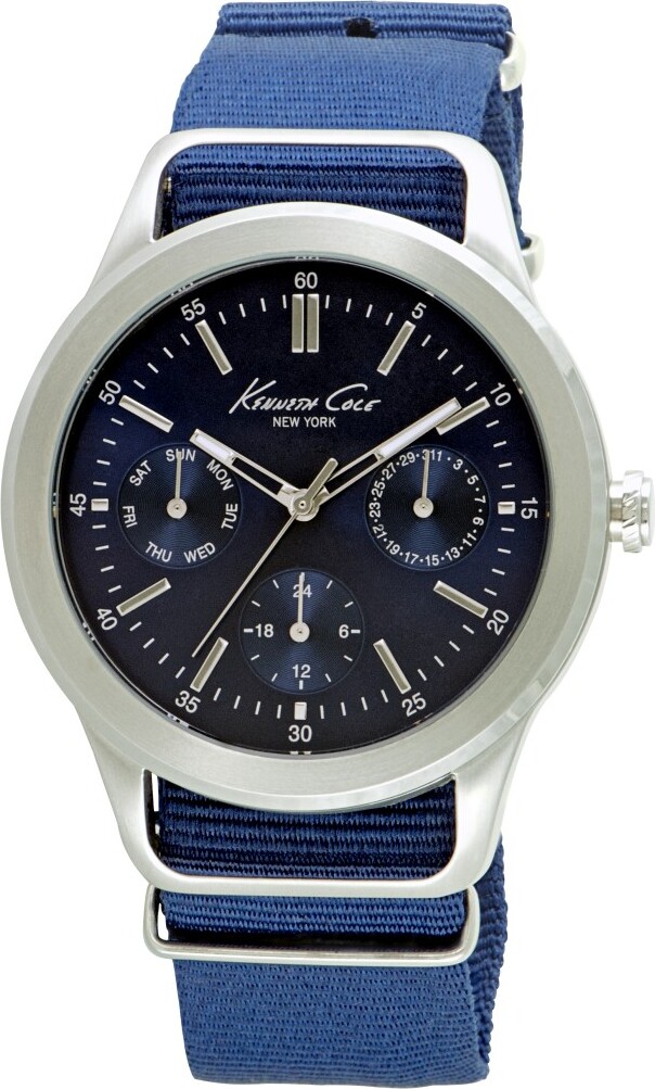 Kenneth Cole Herren Quarz Armbanduhr aus Edelstahl mit NATO-Textil Armband - KC10027883