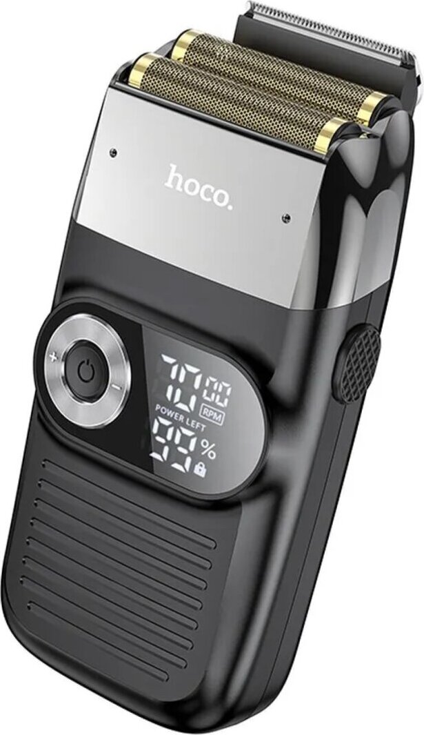 Holiaci strojček s dvojitou planžetou v čiernej farbe s LED displejom - Holiaci strojček na tvár 1400 mAh