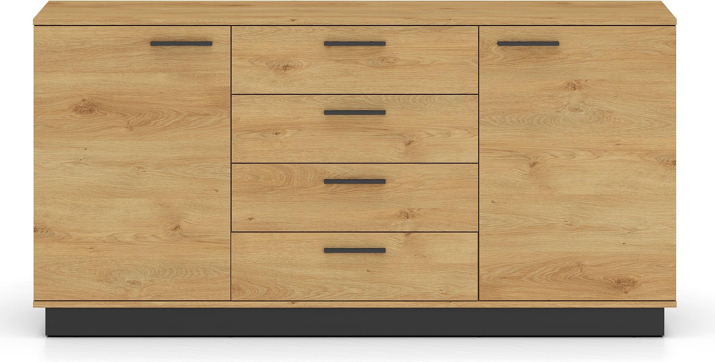 VENETI Breite Kommode ALYX – stilvolle Eiche/Schwarz 046-10-00110