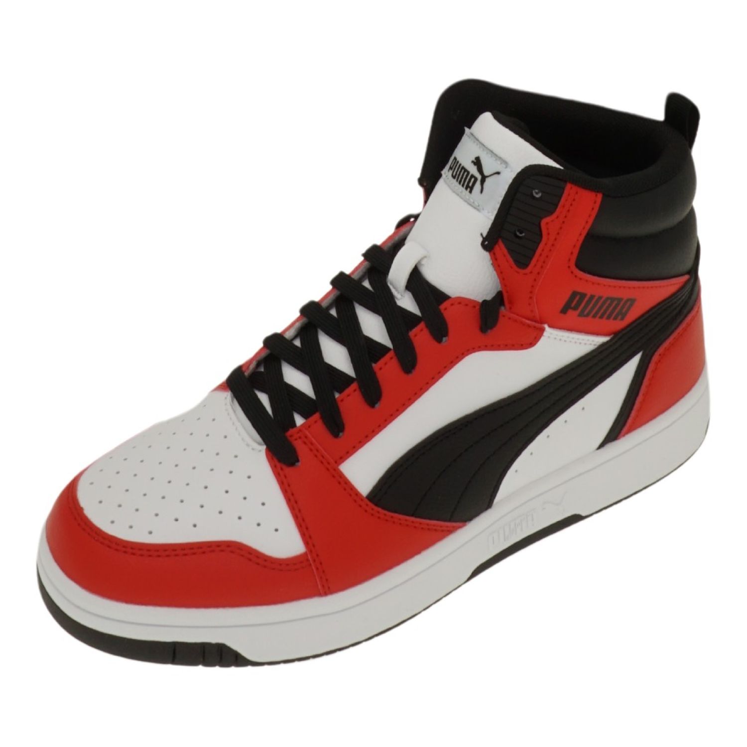 Puma Rebound V6 Mid - Pánske tenisky Basketbalová obuv White-Red 392326-04 , veľkosť: EU 40.5 UK 7