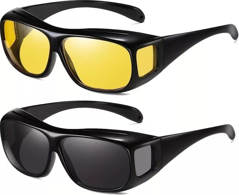 GKA 2 Stück Nachtsichtbrille und Sonnenbrille für Brillenträger Autobrille