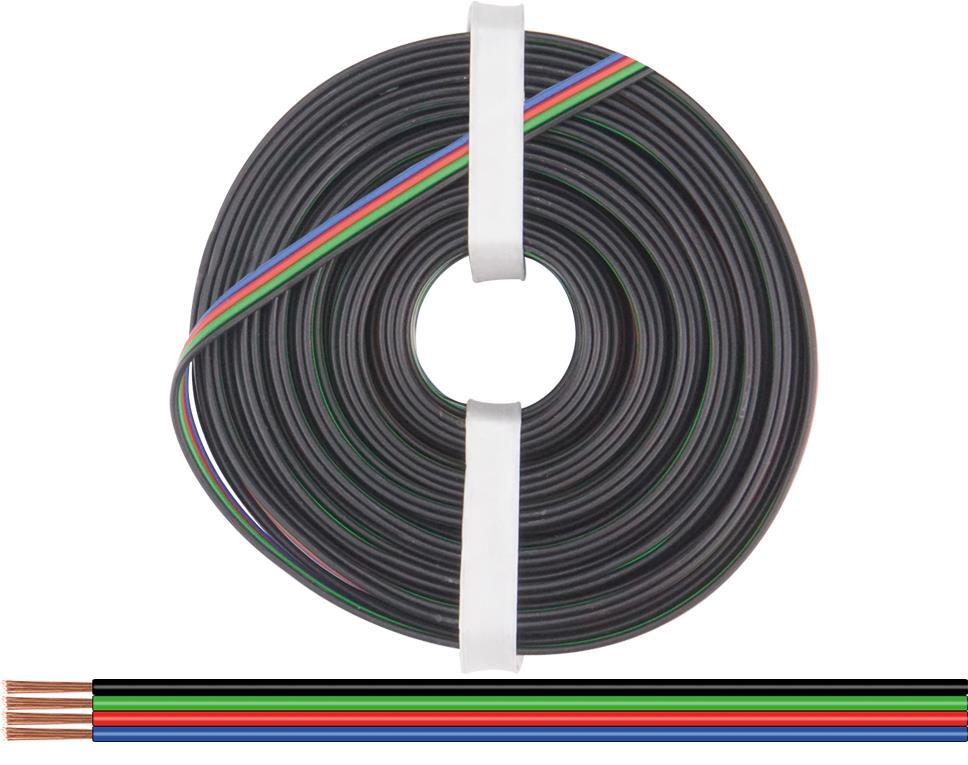Donau Elektronik Vierlingslitze isoliert, 4x0,25mm, für RGB LED Stripes, 5m 419-005