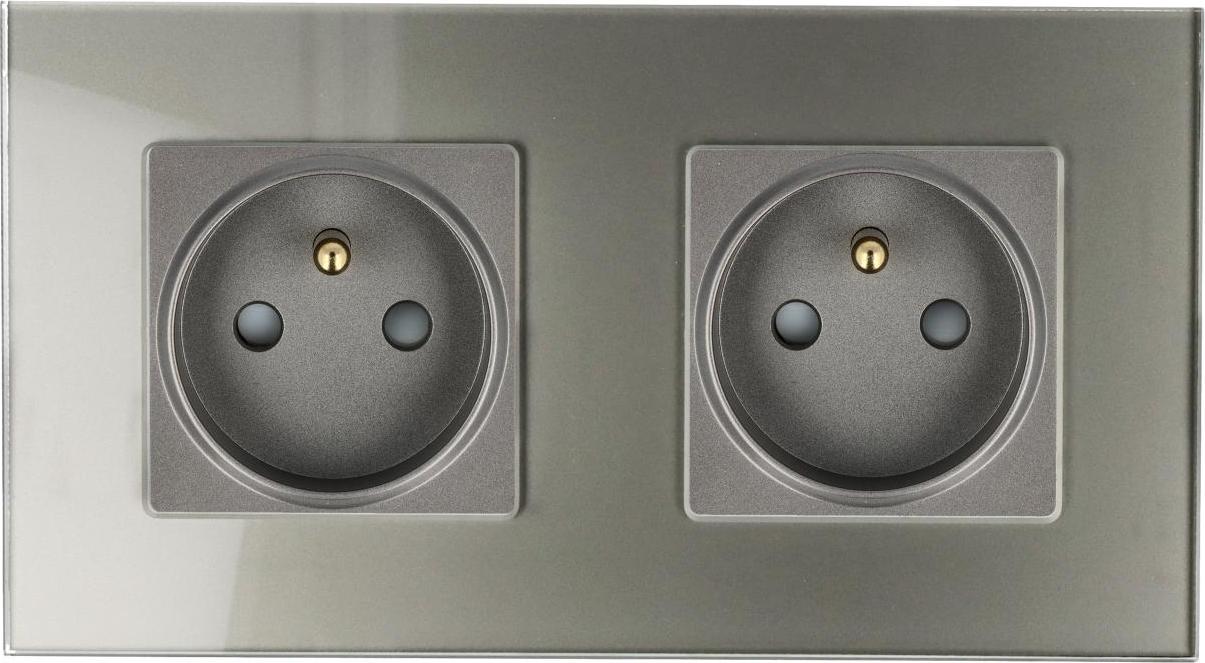 Smart Home Einzelsteckdose im Doppelrahmen, grau 2F__