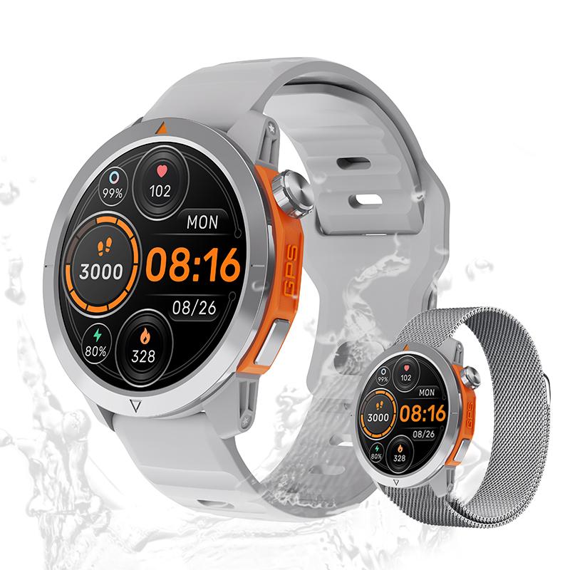 Valdus Herren Smartwatch mit Telefonfunktion – 3ATM Wasserdicht Fitness-Tracker, Stilvolle Sportuhr mit Bluetooth-Anrufen & 60 Trainingsmodi, Grau