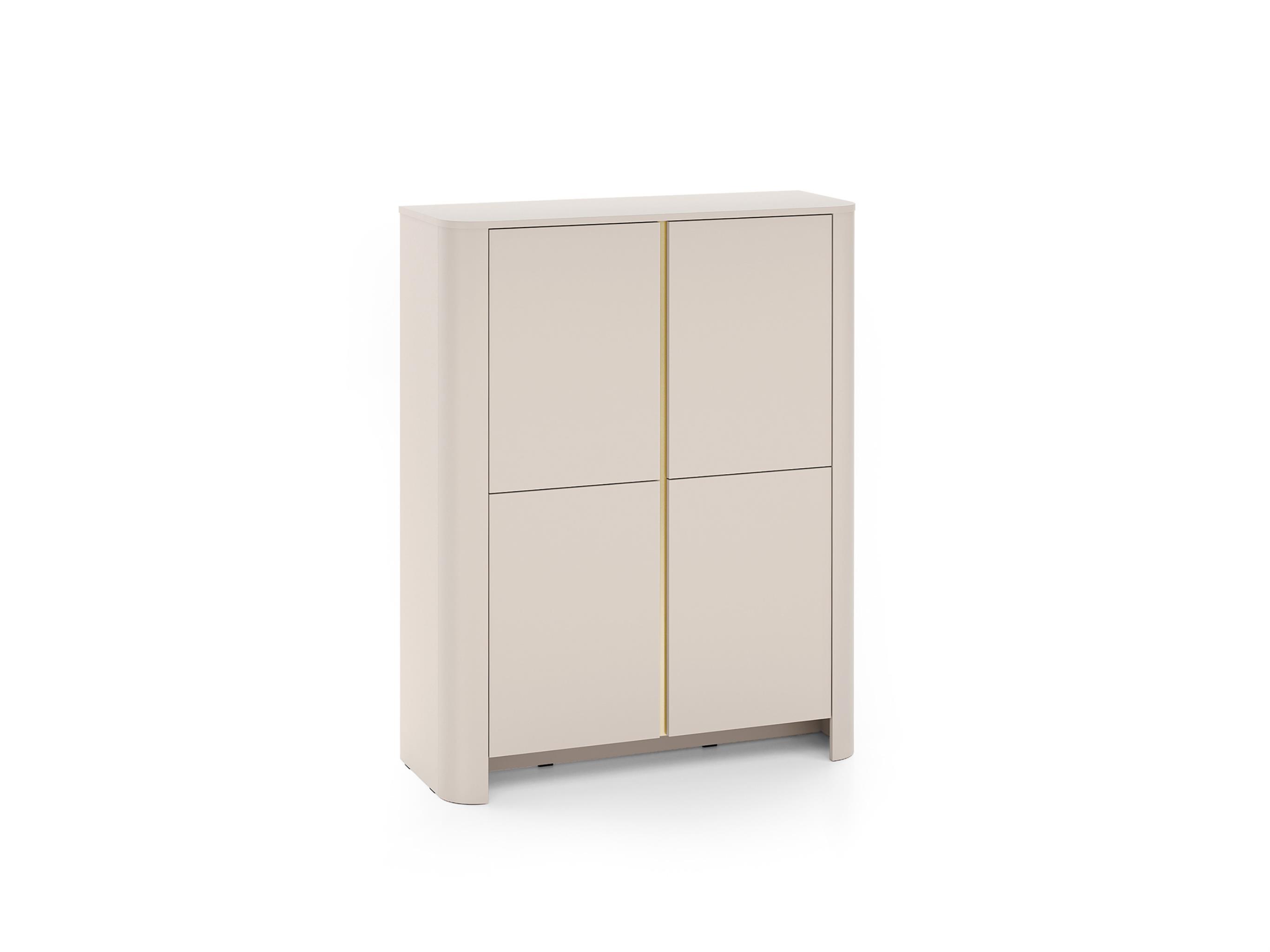 BETTSO Hohe Kommode FARI aus Kaschmir mit goldenen Akzenten – 4-türig, eleganter Stil