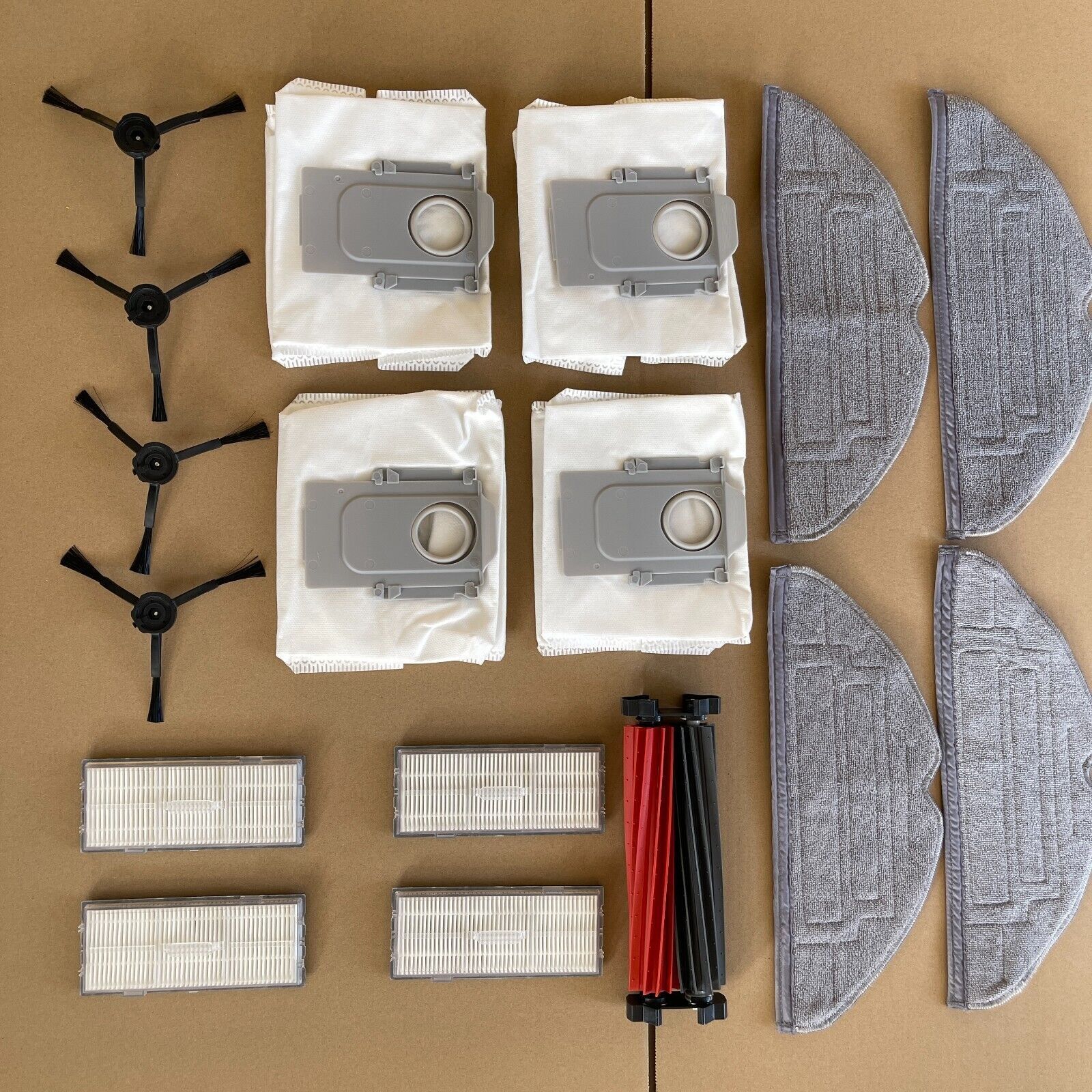 Náhradné diely SmartAI kompatibilné s príslušenstvom robotického vysávača Roborock S8 / S8+ / S8 Plus, 1 dvojitá valcová kefa, 4 bočné kefy, 4 Hepa filtre, 4 náhradné mopové utierky, 4 prachové vrecká