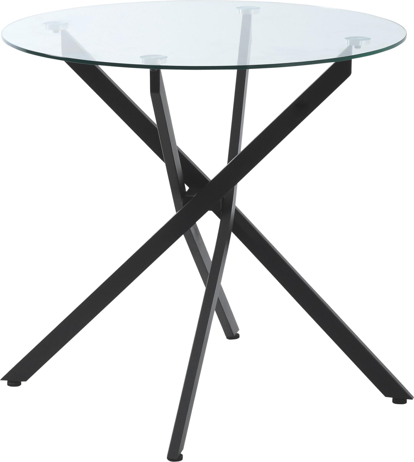 Dopwii Moderner Glas-Esstisch, 80 cm Durchmesser, Küchentisch mit gehärteter Glasplatte und Metallbeinen, für 4 Personen KAUF-WOHN-839-079-001
