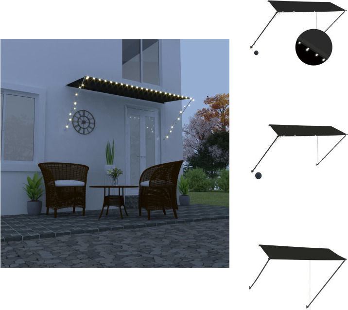 vidaXL Einziehbare Markise mit LED 300×150 cm Anthrazit - Markisen TLS145918