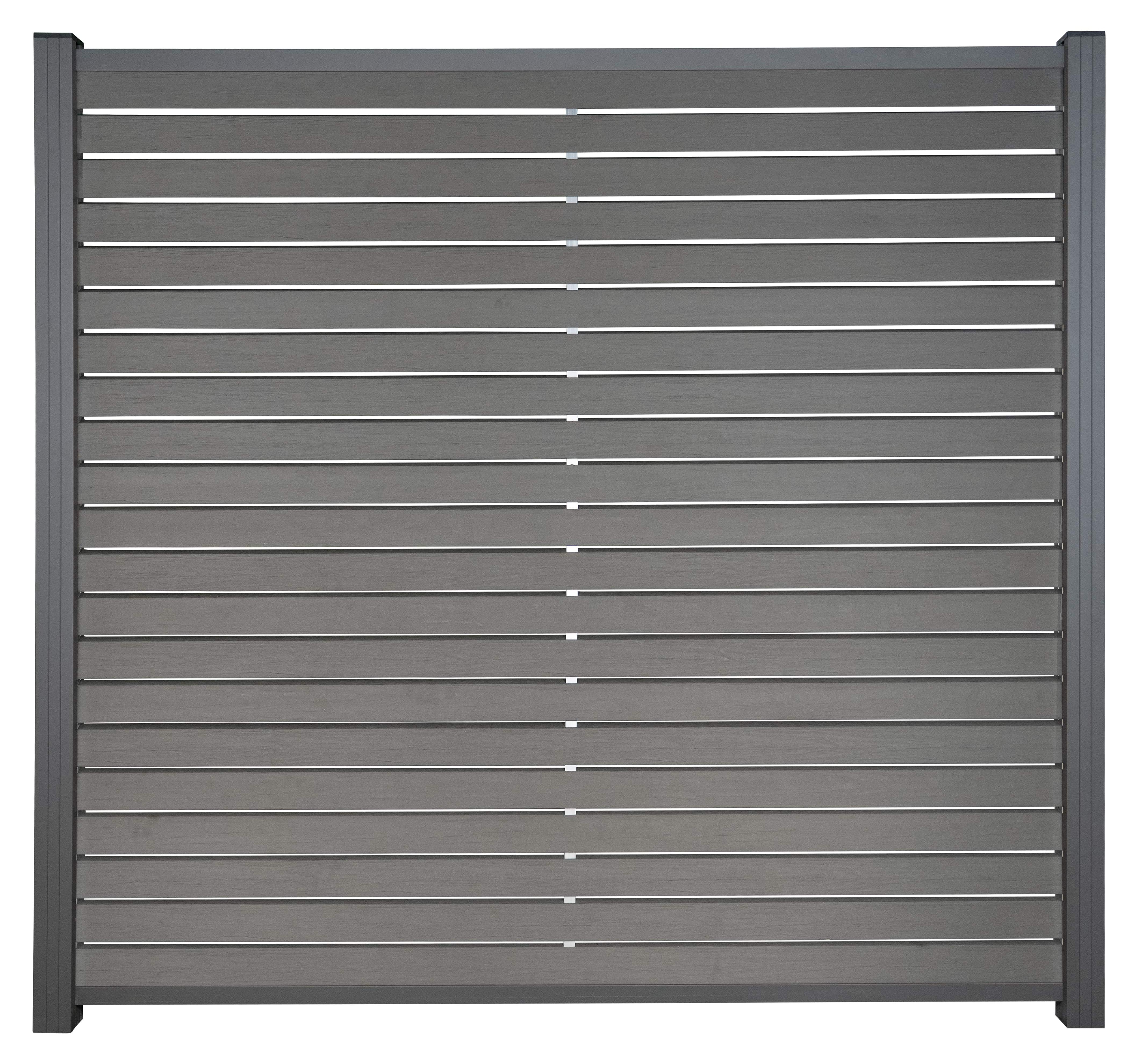 Ligna-Gard GmbH Ligna Gard Rhombus WPC Zaun Texel Holzstruktur ca. 180 x 180 cm Sichtschutz Steckzaun Steingrau Holzstruktur Aluminium Anthrazit Ohne Pfosten