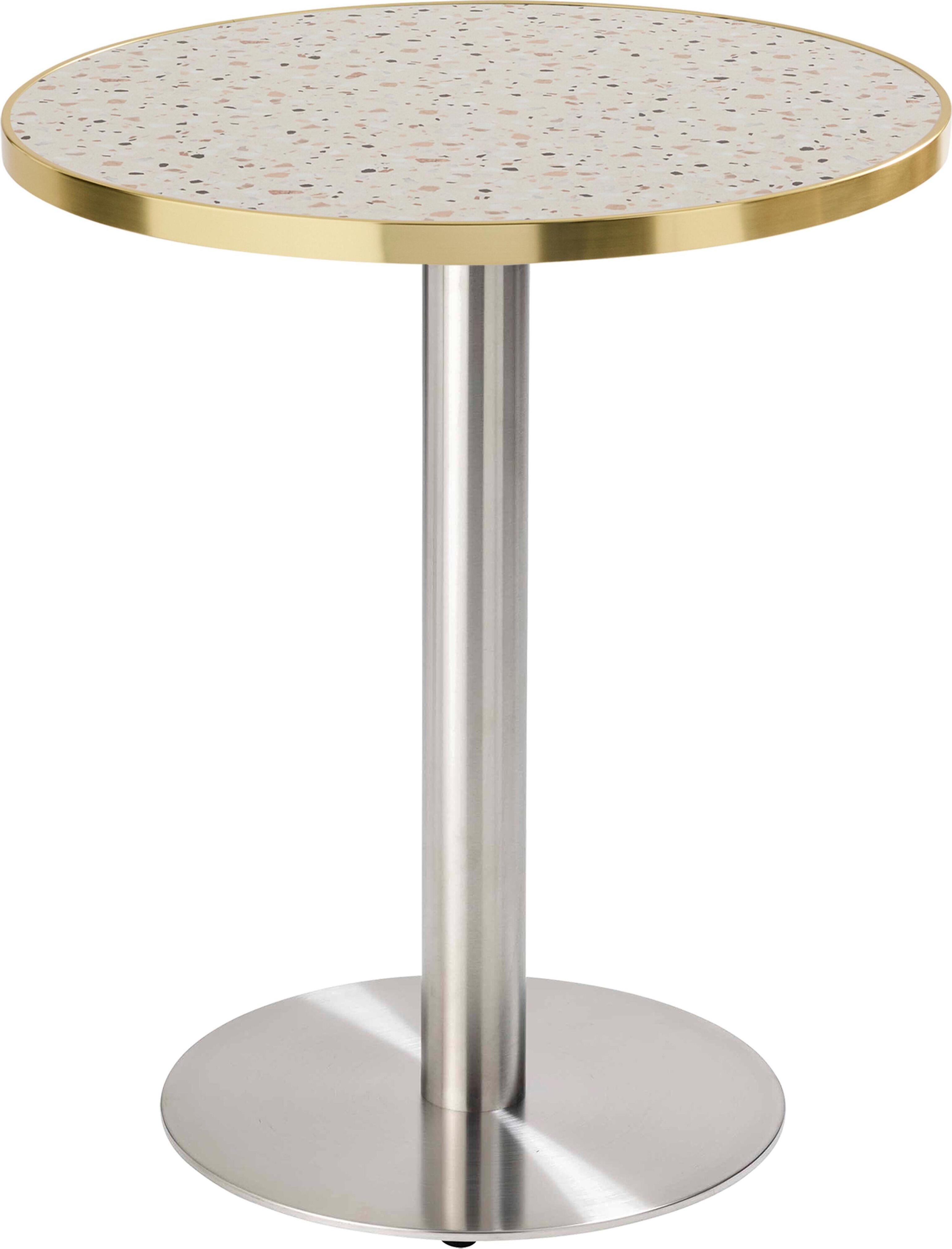Runder Esstisch 60 cm Terrazzoplatte/vergoldet und silberner Fuß - Oviala Montmartre