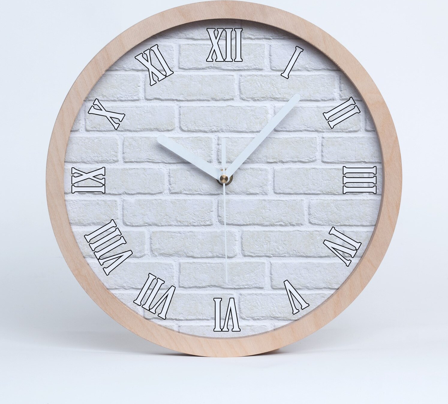 tulup Holzuhr 30fi cm wanduhr - weiße Spitzen - Ziegelwand zdo-30-b-69829337