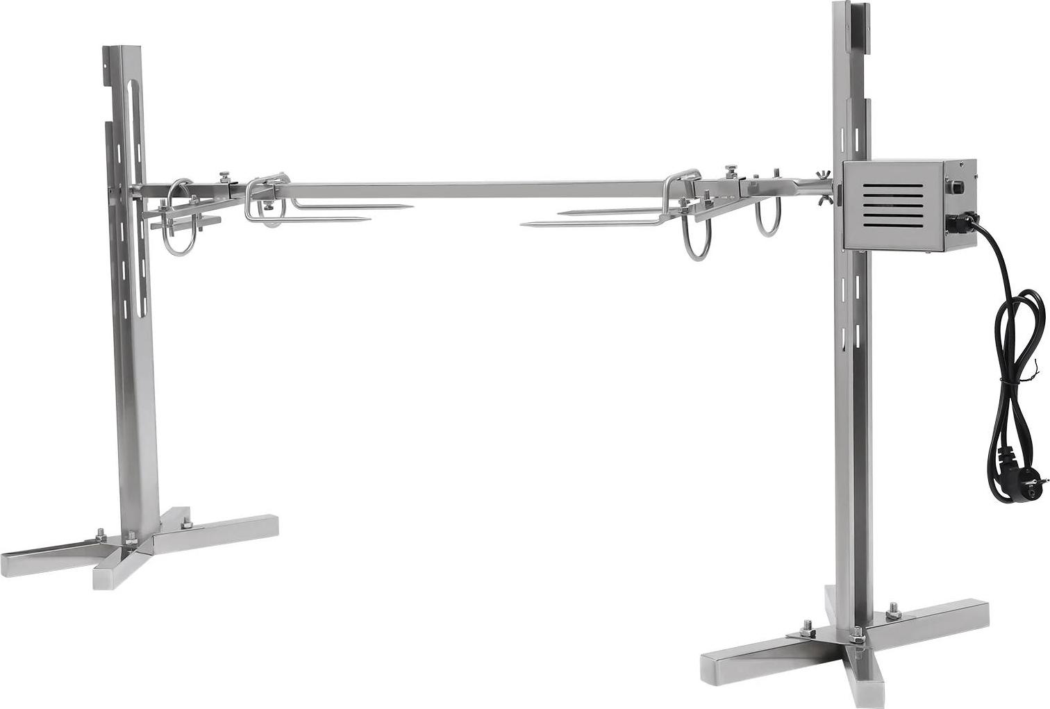 Nerezový gril na prasiatka, elektrický rotačný gril s motorom, rožeň s vidličkami na mäso, 220 V, strieborný