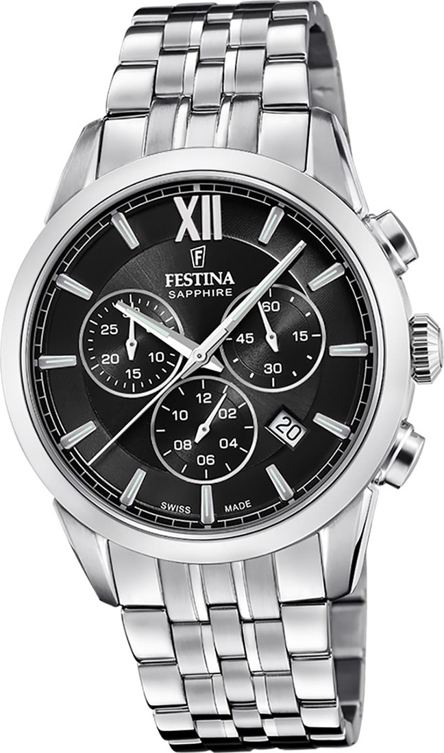 Festina pánske hodinky z ušľachtilej ocele strieborné Festina Swiss made náramkové hodinky D2UF20040/4