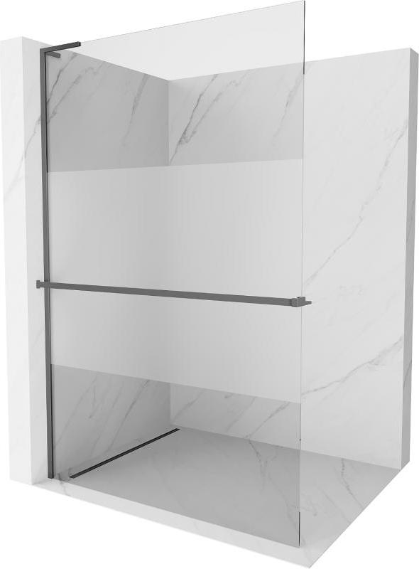 Mexen Kioto+ L Duschwand mit Ablage Walk-in 110 x 200 cm, transparent/gleichmäßig, gun metal - 800-110-123-95-35