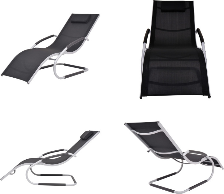 vidaXL Lehátko s vankúšom hliník a textilén čierne - Lehátko - Lehátka - Záhradné ležadlo - Záhradné ležadlá