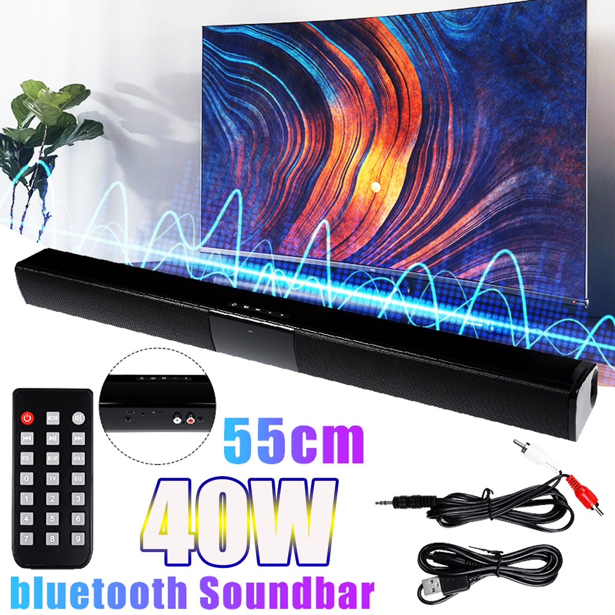 Bluetooth Soundbar 40W Video TV Sound Heimkino Lautsprecher mit Fernbedienung